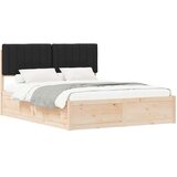 vidaXL Posteljni okvir z oblazinjenim vzglavjem Črna 150 x 200 cm | Shoptok.si