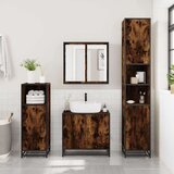vidaXL Kopalniška omarica dimljen hrast 35x37,5x100 cm inženirski les | Shoptok.si