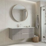 Hanah home Moonlight 120 v2 - 409 Matte Mink Bathroom Cabinet With Sink & Mirror Set (2 Pieces) u