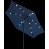  Zunanji senčnik z LED lučkami in jeklenim drogom 300 cm moder, (20693068) | Shoptok.si
