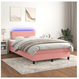  Krevet box spring s madracem LED ružičasti 120x200cm baršunasti | shoptok.hr
