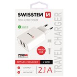 Swissten mrežni punjač/adapter 2 x USB, mikro USB kabel, bijeli | shoptok.hr