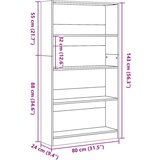 vidaXL Knjižna omara sonoma hrast 80x24x143 cm inženirski les | Shoptok.si
