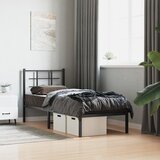 Maison Chic Kovinski Posteljni okvir - Enojna postelja - Postelja za odrasle z vzglavjem črn 80x200 cm, (21693981) | Shoptok.si