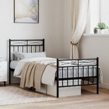 Maison Chic Kovinski Posteljni okvir - Enojna postelja - Postelja za odrasle z vzglavjem in vznožjem črn 80x200 cm, (21696398) | Shoptok.si