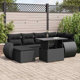 vidaXL Vrtna sedežna garnitura 7-delna z blazinami črn poli ratan | Shoptok.si
