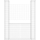 vidaXL Gabionska košara U-oblika s 2 stupa 140 x 20 x 200 cm željezna | shoptok.hr