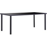  Blagovaonski stol crni 180 x 90 x 75 cm od kaljenog stakla | shoptok.hr