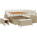 vidaXL Vrtna sedežna garnitura z blazino 8 pcs Bež poli ratan, (5000153811) | Shoptok.si