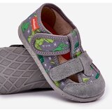 Boto Slippers Milami Children's With Velcro In Dinosaurs Gray-Green Reathiana Cijene