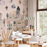  Foto tapeta - Scandinavian Valley - Village in Pastel Colours Painted in Watercolours 150x105 Vodootporna | shoptok.hr