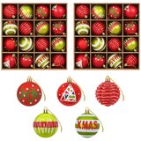  Set božićnih kuglica 32 kom. Crvena i bijela Ø 6 cm Plastika | shoptok.hr