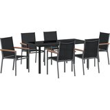 vidaXL Set za večeru u vrtu s 7 dijelova Crna Textilene i čelik | shoptok.hr