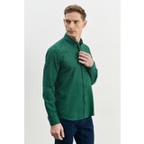 ALTINYILDIZ CLASSICS Men's Green-navy blue Slim Fit Narrow Cut Button Collar Gingham Flannel Lumberjack Shirt Cene