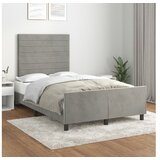  Posteljni okvir z vzglavjem svetlo siv 120x200 cm žamet | Shoptok.si