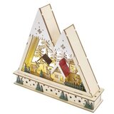 Lesena božična pokrajina LED, 23,5 cm, 2x AA, notranja, topla bela, časovnik | Shoptok.si