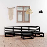  Sedežna garnitura 6-delna črna trdna borovina | Shoptok.si