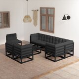 Maison Chic Seti vrtnega pohištva - Vrtna garnitura - Vrtni pohištvo set 9-delna z blazinami trdna borovina, (21795977) | Shoptok.si