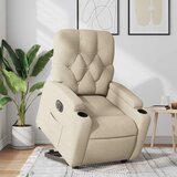 vidaXL električni naslanjač s funkcijo vstajanja krem blago | Shoptok.si