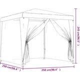 Šator za zabave s 4 mrežasta bočna zida plavi 2,5 x 2,5 m HDPE | shoptok.hr
