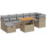 Maison Chic Seti vrtnega pohištva - Vrtna garnitura - Vrtni pohištvo set z blazinami 8-delna bež ratan/akacija, (21796077) | Shoptok.si