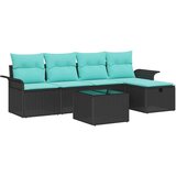  Vrtna sedežna garnitura z blazino 6 pcs Črna Poly ratan, (5000020843) | Shoptok.si
