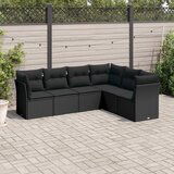 Maison Chic Seti vrtnega pohištva - Vrtna garnitura - Vrtni pohištvo set 6-delna z blazinami črna poli ratan, (21806314) | Shoptok.si