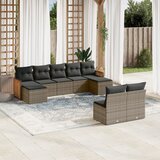 Maison Chic Seti vrtnega pohištva - Vrtna garnitura - Vrtni pohištvo set 9-delna z blazinami siv poli ratan, (21806165) | Shoptok.si