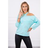 Kesi Blouse with heart mint print Cene