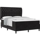 vidaXL Box Spring Krevet s Madracem Crni 140x200 cm Baršun | shoptok.hr