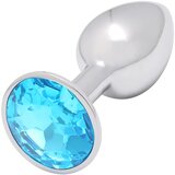 Sunfo metalni analni čep sa svijetloplavim kamenom (srebrni) | shoptok.hr