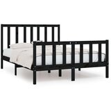  Posteljni okvir črn iz trdnega lesa 140x190 cm, (20645805) | Shoptok.si