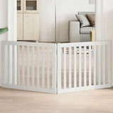 vidaXL Vrata za pse zložljiva 2 panela bela 160 cm topolovina