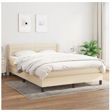 vidaXL Box spring postelja z vzmetnico krem 140x190 cm blago Cene