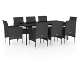  9-dijelni vrtni blagovaonski set s jastucima crni | shoptok.hr