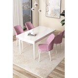 Hanah home Set Trpezarijski sto i 4 stolice Arp, Bijelo-roza | Eponuda.ba