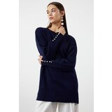 Trendyol navy blue pearl detailed knitwear sweater Cene