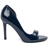 GOODIN Navy blue patent pumps with open toes Cijene