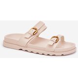 Boto Women's sandals with straps and gold buckles light beige Selana | Shoptok.si