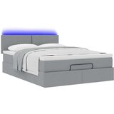 vidaXL Otomanski krevet s madracem&LED svijetlosivi 140x190 cm tkanine | shoptok.hr