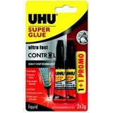 Uhu SEKUNDNO LEPILO SUPER GLUE CONTROL 3 ML 1+1 GRATIS cene