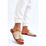 EVENTO PE1 Women's Leather Flip Flops Light Gold Amite | Shoptok.si