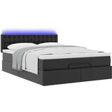 vidaXL Otomanski posteljni okvir z vzmetnico črn 140x200 cm um. usnje | Shoptok.si
