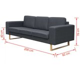 vidaXL Trosjed/Sofa Tkanina Tamno Sivi | shoptok.hr