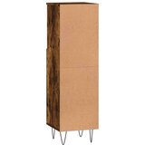 vidaXL Kopalniška omarica dimljeni hrast 30x30x100 cm inženirski les | Shoptok.si