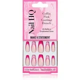 Coffin Pink Contrast French Umjetni nokti s ljepilom i aplikatorom 24 kom