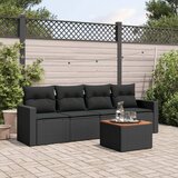  The Living Store Vrtna sedežna garnitura 5-delna z blazinami črn poli ratan - Vrtna Sedežna Garniture, (21479658) | Shoptok.si