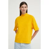 American Vintage Kratka majica T-SHIRT MC COL MONTANT ženska, oranžna barva, RAK02AE24