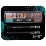Night & Day nijansa Sunset darovni set paleta sjenila za oči 8,16 g + olovka za oči 0,6 g Black + olovka za oči 0,6 g Brown