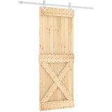  Klizna vrata 80 x 210 cm Čvrsta borovina (neobrađena) | shoptok.hr